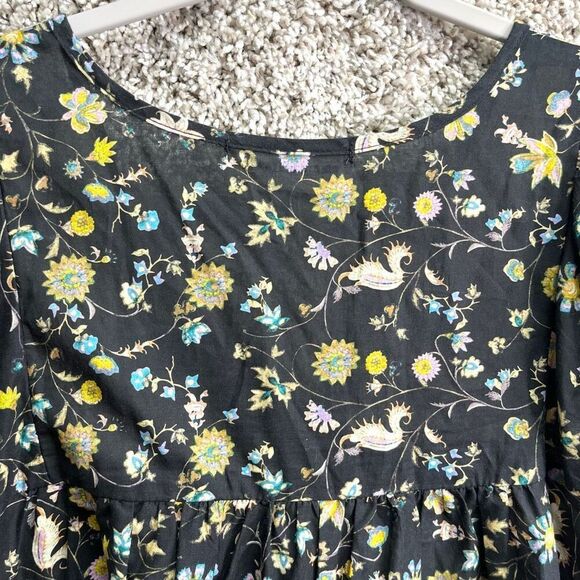 Self Contrast Top Women’s M Black and Yellow Patterned Short Sleeve Blouse - Picture 5 of 5